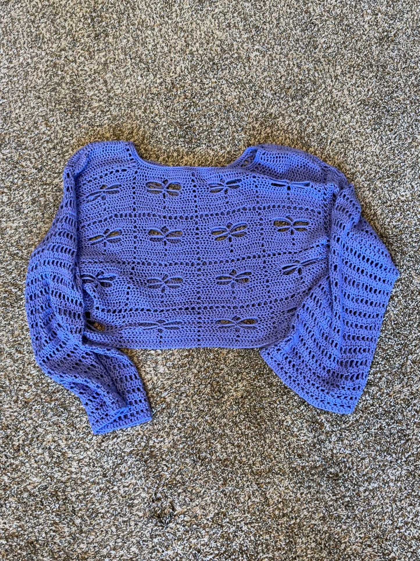 Purple Crochet Dragonfly Sweater
